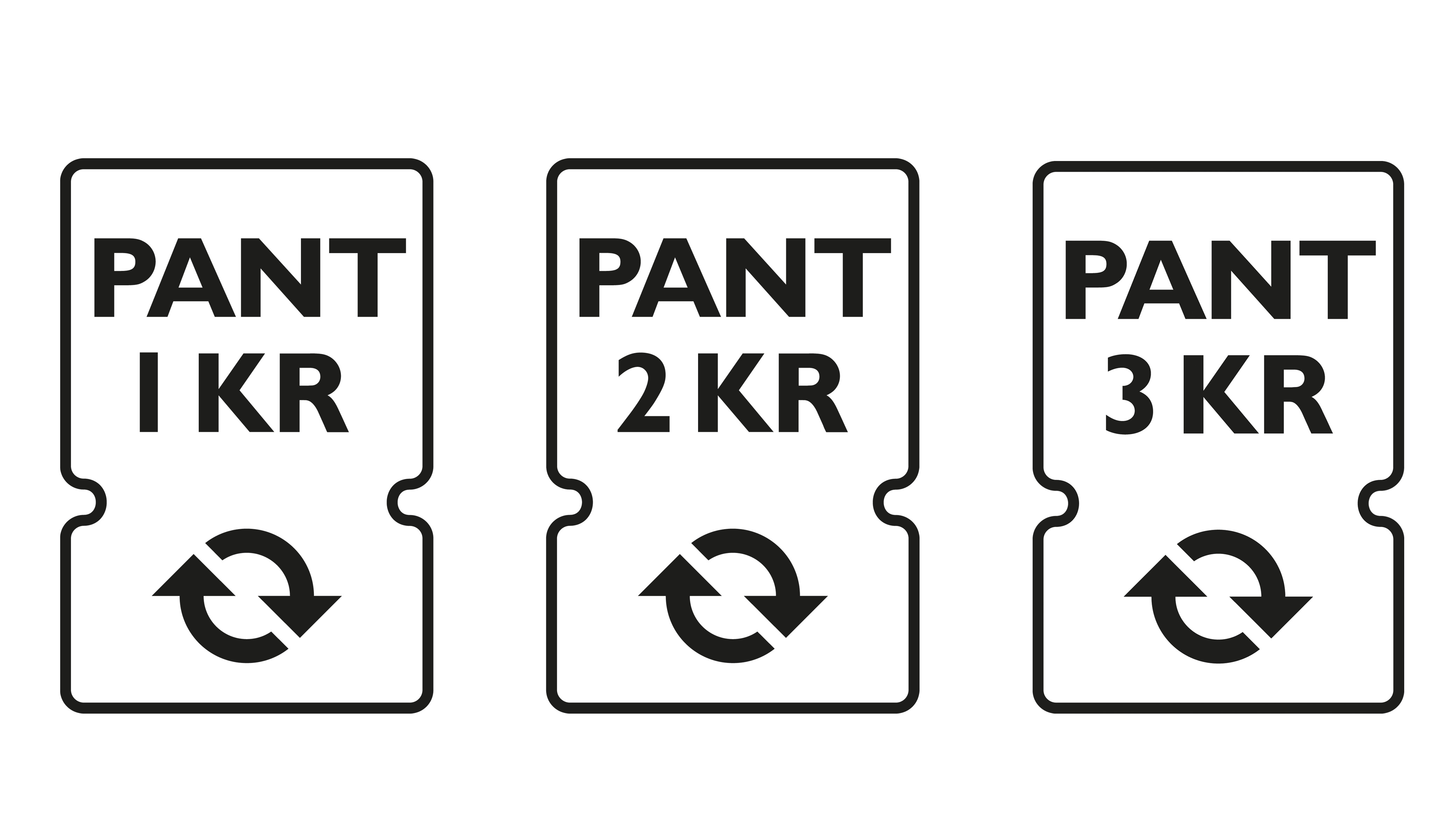 Pantmärken 1, 2 och 3 kronor