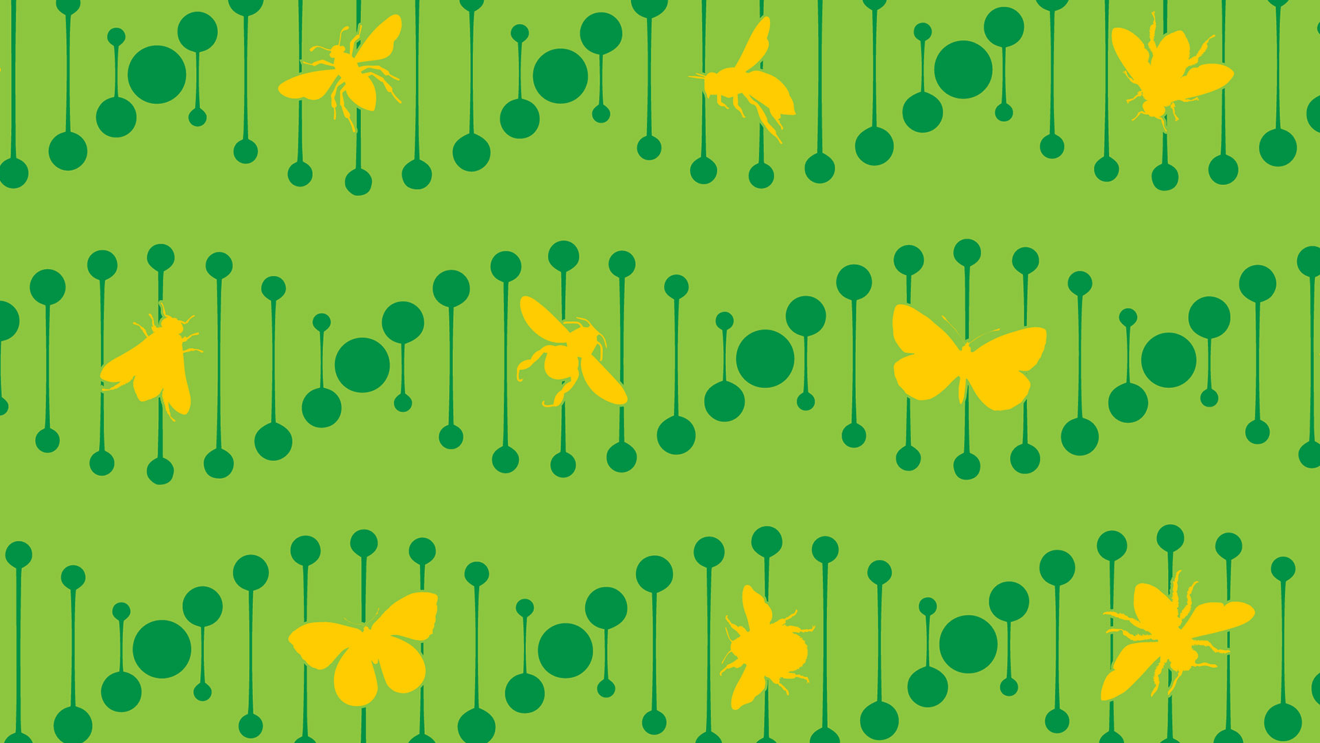Illustration av olika insekter i en DNA-sträng.